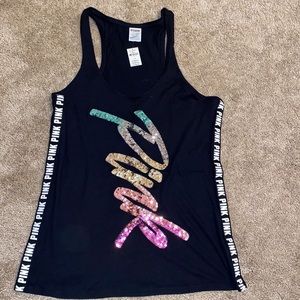 VS Pink Sequin Tank Top